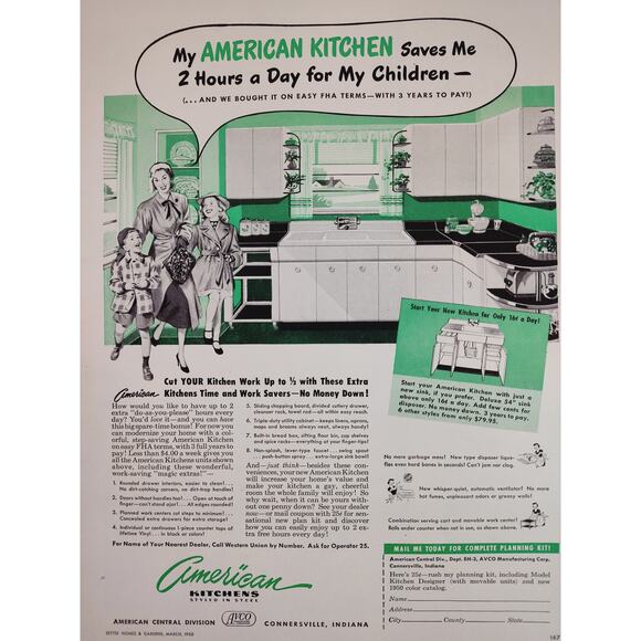 1950 "My American Kitchen Saves Me 2 Hours a Day for My Children" Vtg Print Ad - Picture 5 of 7
